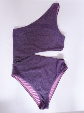Beach Riot Celine Shine One Piece Pink Tulle Sparkle Swimsuit M